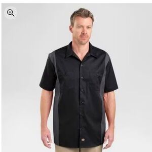 Dickies Work Shirt Men's medium  Short Sleeve Two-Tone Button Up NEW